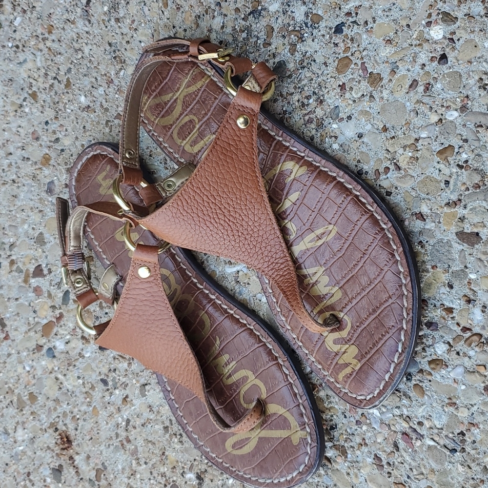 Sam Edelman Greta Brown Leather Thong Sandals Women's 6